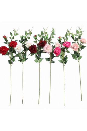 JML Artificial Flowers, Wire with 3 Roses, 80cm, Silicone and Plastic