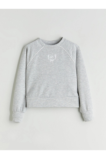 LC Waikiki Lcw Kids Gray Crew Neck Printed Girls' Sweatshirt