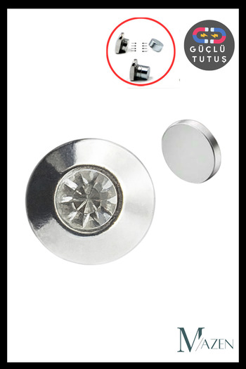 MAZEN Round Stone Model Magnet Fake Earring Piercing |   Without Holes |   Does Not Tarnish/Blacken? |   Unisex