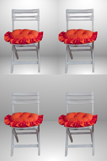 MİNDERHAN Fringed Ruffled Oval Chair Cushion 40X40 cm (4 Pieces)