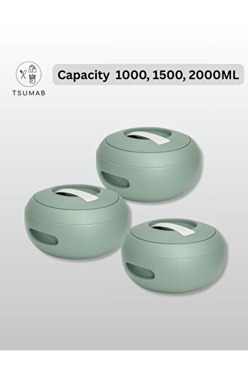 TSUMAB Mint Green Insulated Stainless Steel Casserole Set (Double Walled, Modern Design)