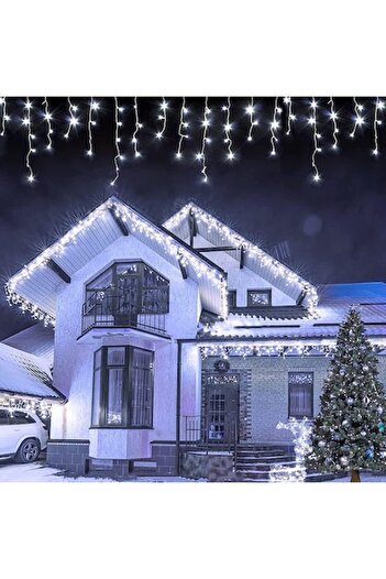 OEM Christmas String Lights 15m, 8 Lighting Modes, Fringe, Indoor/Outdoor, White Cord, Cold White L
