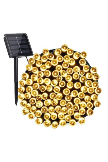 OEM 100 LED Lights Installation, 10 meters, Solar Charging and Light Sensor, Warm White Light Garla