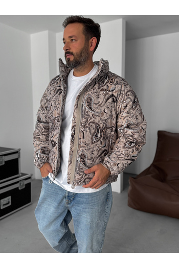 BYBASICMAN Beige Patterned Velvet Coat G-5776/1