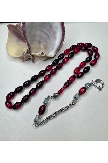 İskenderun Tesbihcilik Red Black Moire Fire Amber Prayer Beads
