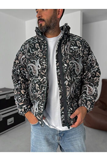 BYBASICMAN Dark Green Patterned Velvet Coat G-5776/1