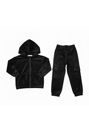 KidsMagazin Black velvet tracksuit for children
