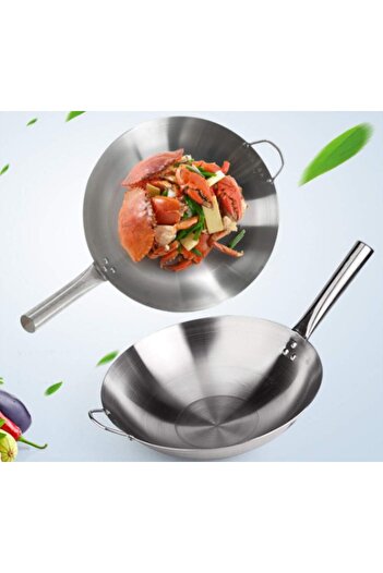 Smart Kitchen 45cm Stainless Steel Wok Frying Pan Non-Stick Pan for Induction Gas Hob with Stay-Cool Handles