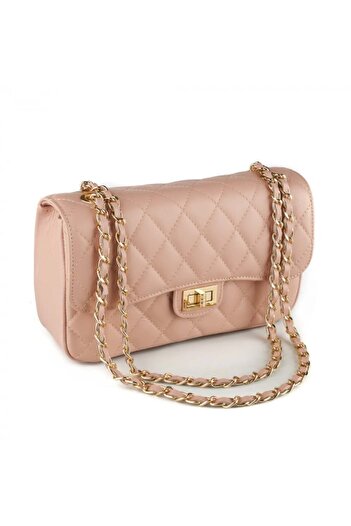 AZZURA Patricia Bag, dusty pink quilted leather crossbody 8002