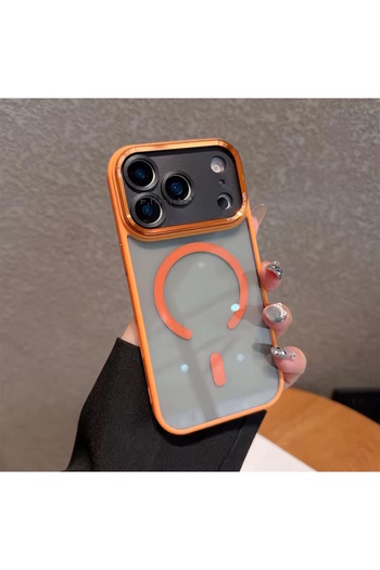 m.tk moveteck iPhone 17 Pro Case with Metal Lens Frame, Transparent Back, Pc Material, Magsafe Supported, Colorful Hard Cover