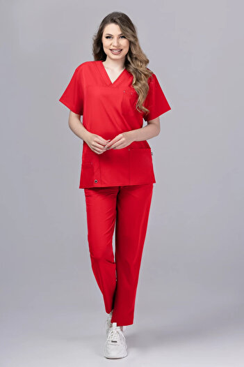tag Cool Premium Women's Medical Suit, Red, XL