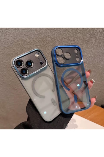 m.tk moveteck iPhone 17 Pro Case with Metal Lens Frame, Transparent Back, Pc Material, Magsafe Supported, Colorful Hard Cover
