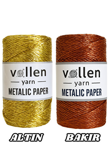 vollen yarn Premium Metallic Paper Thread, Shiny Bag Thread, 200 Gr - 320 M, Silvery Metallic Thread, Metallic Evening Dress Thread