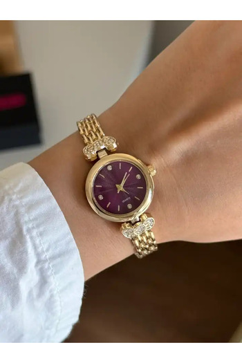 RoseandRoses Mahre Minimal Women's Wristwatch Gold (Burgundy Dial)