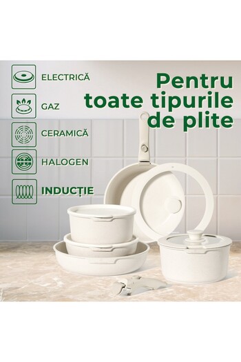 Just Perfecto Pot Set - 18 Pieces - Cooking Set With Lid - Granite Pots And Pans Set-Easy CooK