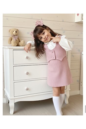 Tinypeople Girls' Skirt Vest Shirt Suit Girls' Winter Dress Suit Girls' Stylish Skirt Suit
