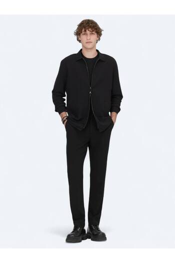 Kip Black Regular Fit Woven Overshirt