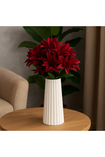 OGWANTO Decorative Vase + Artificial Flower Arrangement Set