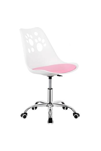 SERSIMO Ergonomic office chair, with foam seat, height adjustable maximum 120 kg 90x49x48 cm white and pink