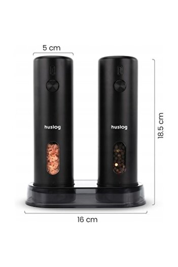 Huslog Set of 2 Electric Spice Grinders for Salt, Pepper, Chili, Aromatic Herbs – USB-C Rechargeable with