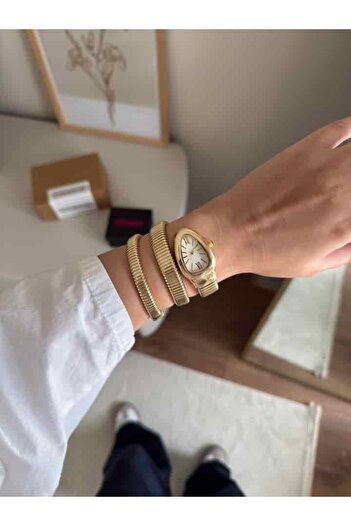 RoseandRoses Snake Spiral Model New Season Women's Wristwatch Gold (White Dial)