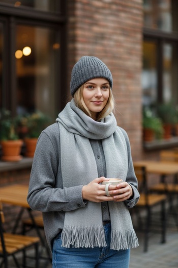 Generic Warm Wool Scarf for Winter Season Men or Women Made In Turkey