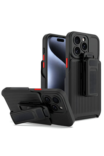 HYPERSOFT Outdoor Tank Case with 360 Degree Rotatable Stand Compatible with iPhone 12 (6.1 Inch) That Can Be Attached to a Belt