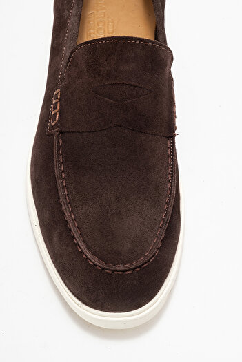 MARCOMEN Men's Flat Sole Loafer Real Suede Leather Mc 21289 Brown