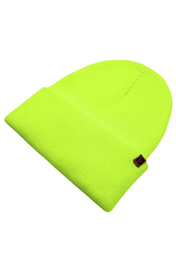 Sofist İstanbul Neon Yellow Unisex Basic Beanie Lp Collection Folded Neon Yellow Ribbed Knit Classic Beanie