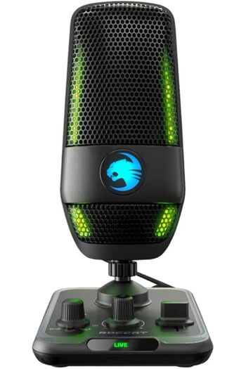 Generic USB Microphone with Studio-Grade Audio, RGB Lighting, Quick Mute, Boom Arm Compatible (Black)
