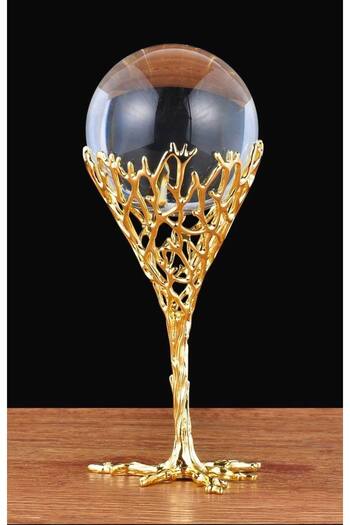 Generic The Oracle's Embrace: Gilded Crystal Sphere Stand
