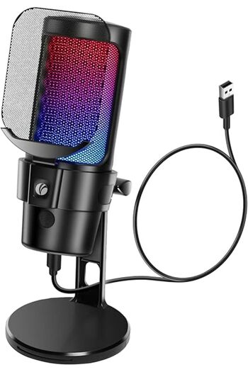 Generic Gaming USB Microphone, Condenser Dynamic Mic for Podcasting, with Quick Mute, Desktop Stand, Pop Fil