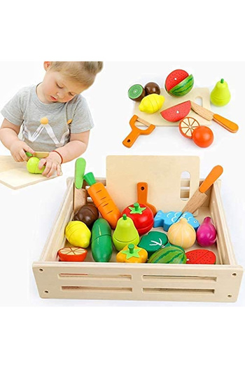 OEM Wooden Educational Toy Set, Vegetable Slicing Box, Chopper, Knife, Cleaner