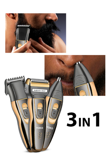 Hope 3-in-1 Rechargeable Shaver, Hair Clipper & Nose Trimmer – Black & Gold Grooming Kit