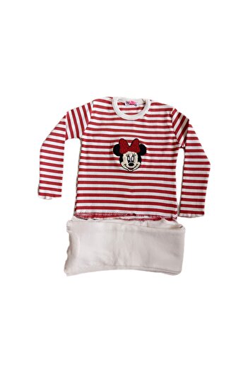 NİLZ Mickey Mouse Figure Girls' Stretchy Ribbed Bottom and Top Set