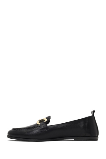 Derimod Women's Black Buckle Leather Loafer 25Afd204418