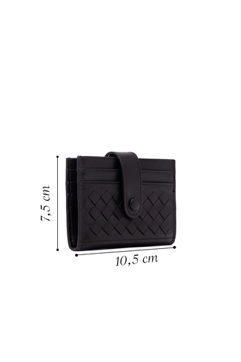 Derimod Men's Brown Braided Leather Card Holder 000A2D361429