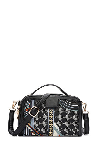 Derimod Women's Black Long Strap Printed Shoulder Bag 25Abd260726