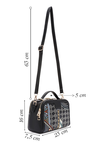 Derimod Women's Black Long Strap Printed Shoulder Bag 25Abd260726