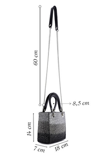 Derimod Women's Black Long Strap Stone Mini Evening Dress Handbag 25Abd2950Ts