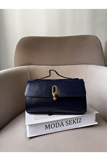 Moda Sekiz Women's Patent Leather Faux Leather Lock Model Crossbody Hand and Shoulder Bag