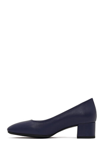 Derimod Flex Women's Navy Blue Thick Heeled Leather Shoes 25Afd380518