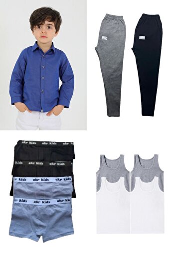 Modaley Giyim Children's Set of 4 |   1 Shirt 4 Boxers 4 Undershirts 2 Underwear