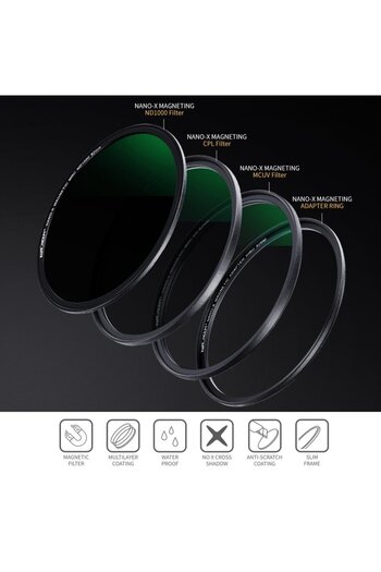 K&F CONCEPT Filter kit 55mm MCUV+CPL+ND1000 and magnetic ring SKU.1651