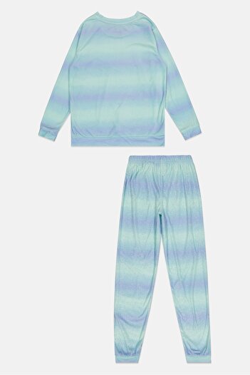 Sleep On It Kids Girls Textured Long Sleeve Top And Pajama Pant, Turquoise