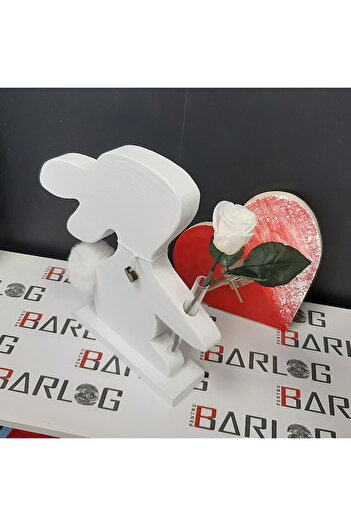 OEM Decorative Rabbit Vase with White Rose - 30 cm