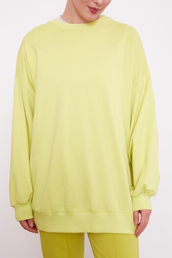 Levidor A.Yeşil Bisiklet Yaka Oversize Sweat