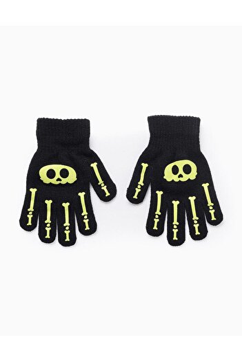 Ziddy Glow in the Dark Gloves for Children 'Halloween', Black