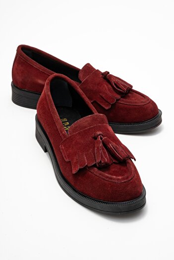 LuviShoes MİLİNA Бургундски суед с ресни, дамски обувки от естествена кожа
