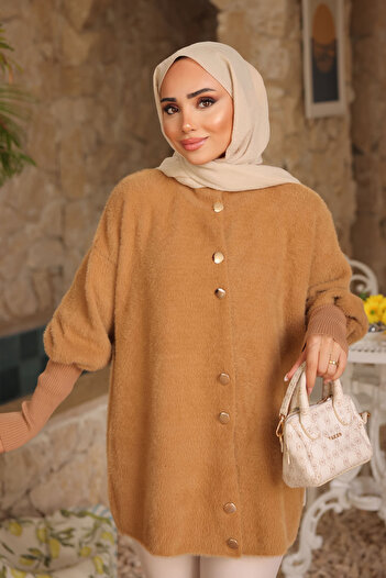 İmajButik Μαλακή ζακέτα Angora με γιακά βιζόν